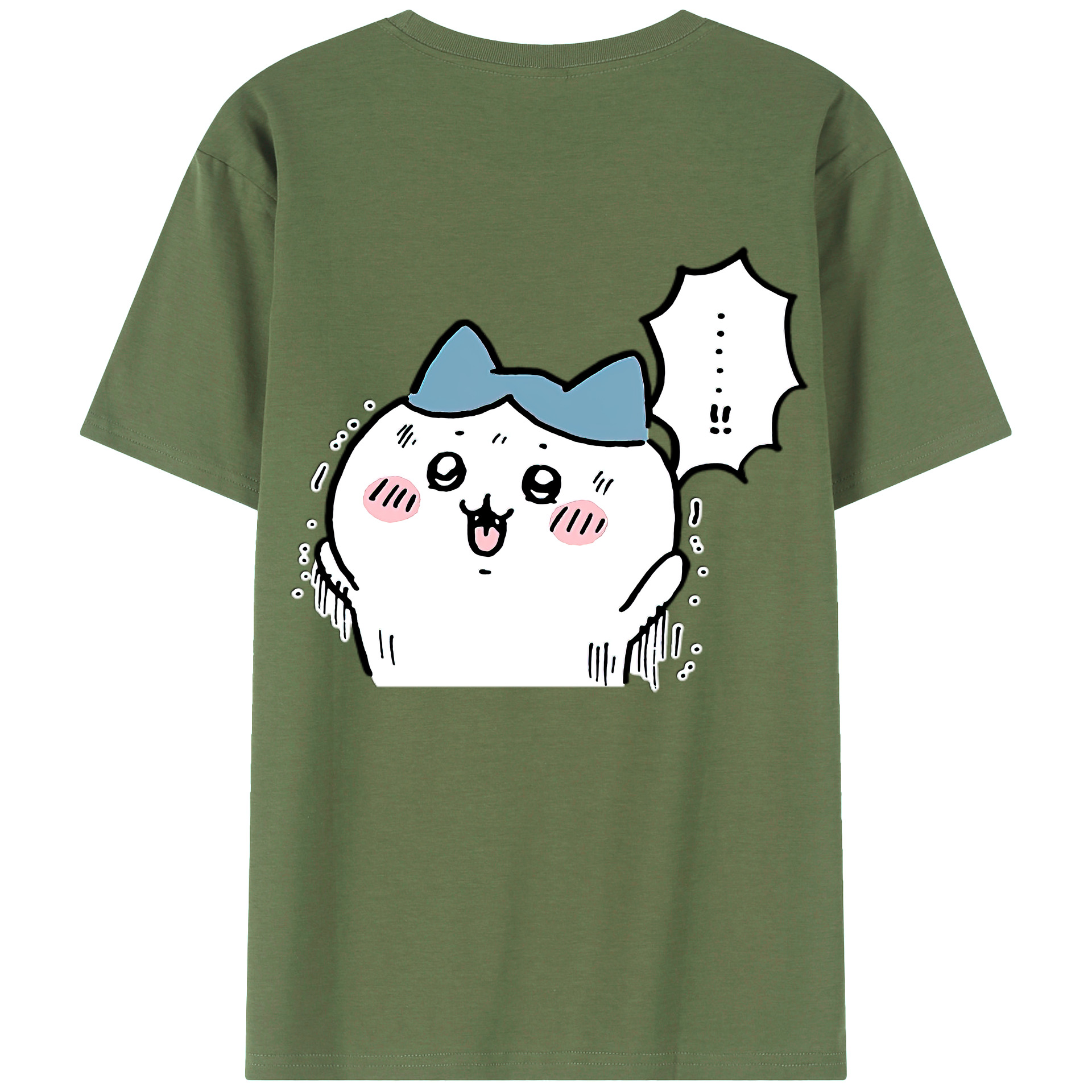 （画像用） ちいかわ ハチワレ Chii-kawa hachiware 綿100％ メンズ半袖Tシャツ（バックプリント） 通気性